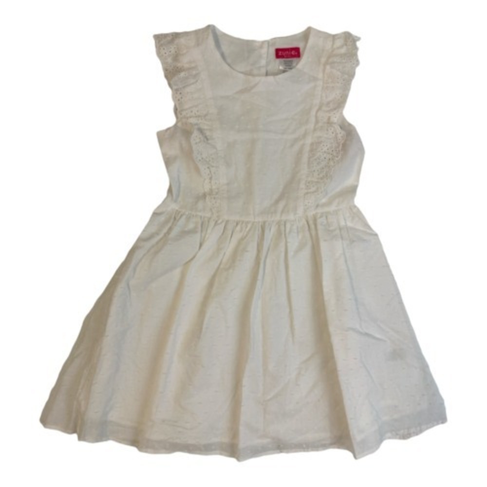 Zunie Girl Girl's Ruffle Sleeve‎ White Sundress XS 4/5